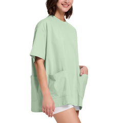 FAIABLE Unisex Oversized T-Shirt with Batwing Sleeves and 3 Utility Pockets – Casual Loose Fit Tee for Men and Women – Stylish Streetwear-Inspired Top with Large Functional Front Pockets – Plain Basic Tee for Everyday Wear, Travel, or Layering#Outdoorfun