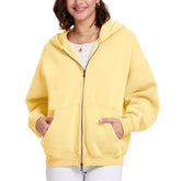 Faiable Women's Double Zip Up Oversized Acid Wash Hoodie Heavyweight Fleece Cotton for Casual Outings and Everyday Wear