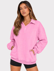 Henley Button Collared Sweatshirt