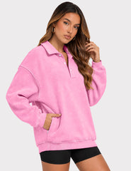 Henley Button Collared Sweatshirt