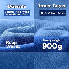 FAIABLE Mens Oversized Hoodies Acid Wash Vintage Hoodie Unisex Heavyweight Cotton Fleece Sweatshirts for Men Women Fall