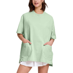 FAIABLE Unisex Oversized T-Shirt with Batwing Sleeves and 3 Utility Pockets – Casual Loose Fit Tee for Men and Women – Stylish Streetwear-Inspired Top with Large Functional Front Pockets – Plain Basic Tee for Everyday Wear, Travel, or Layering#Outdoorfun