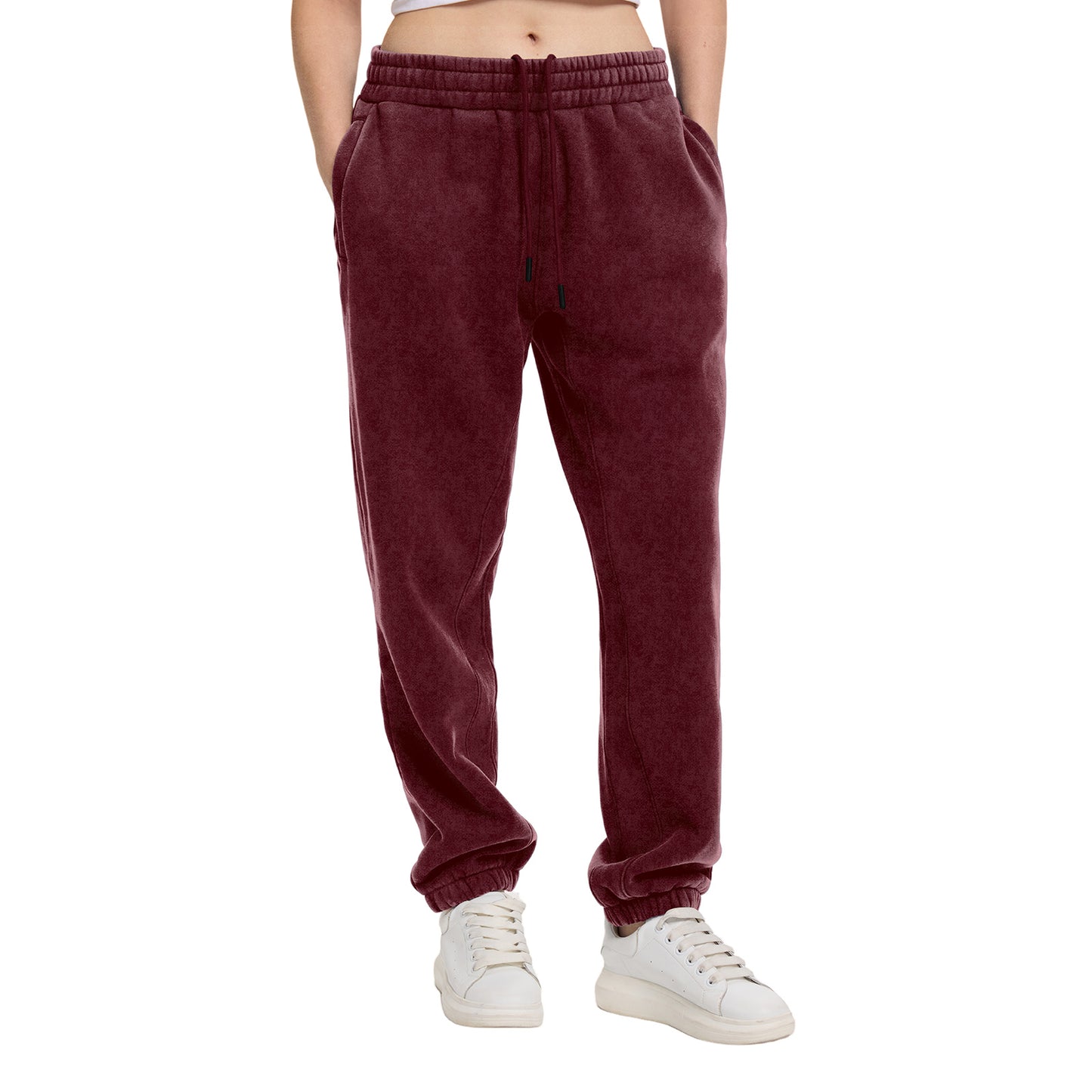 FAIABLE Acid Wash Fleece Lined Cuffed Joggers Cozy