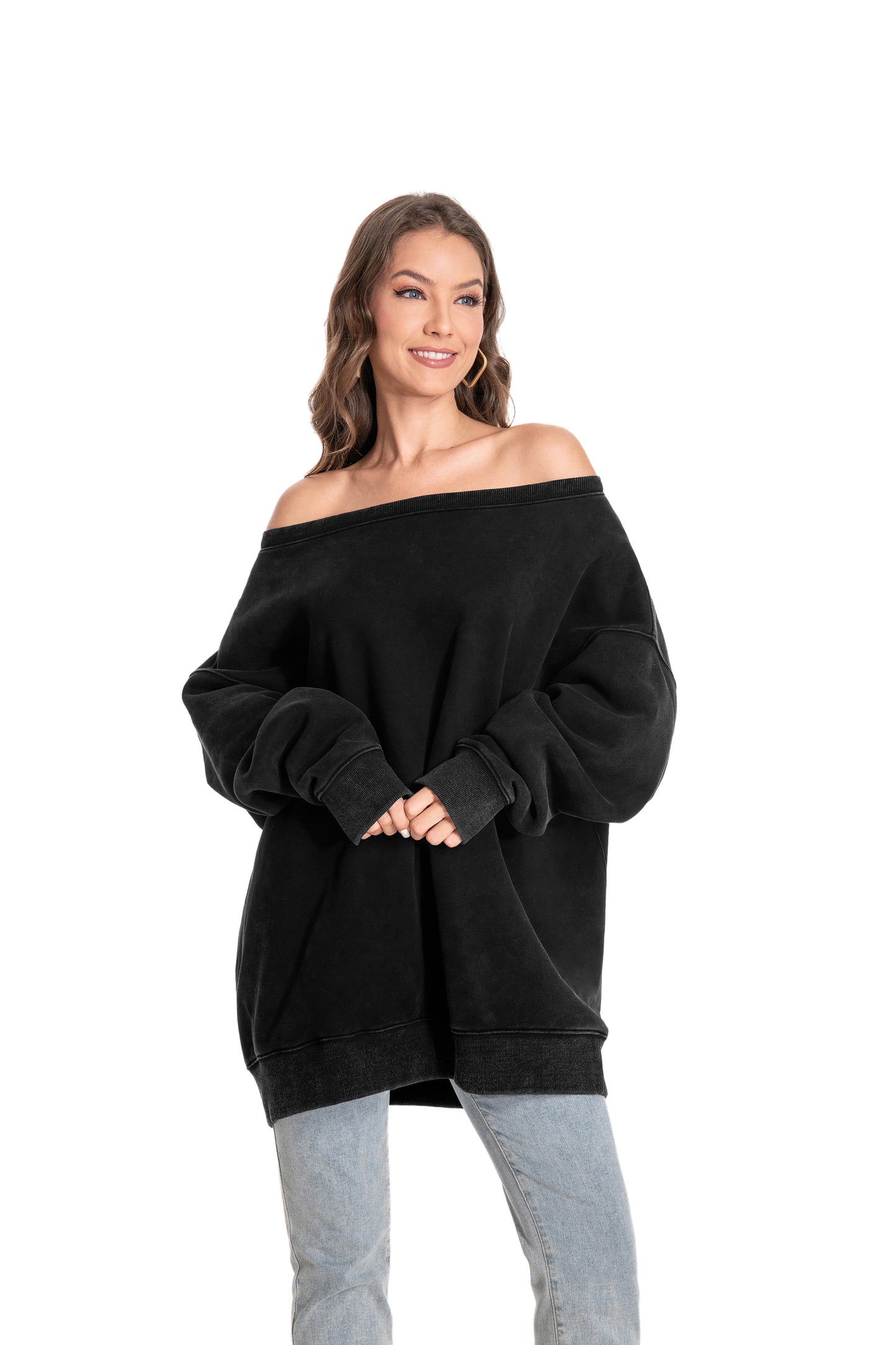 FAIABLE Womens Off the Shoulder Oversized Sweatshirts