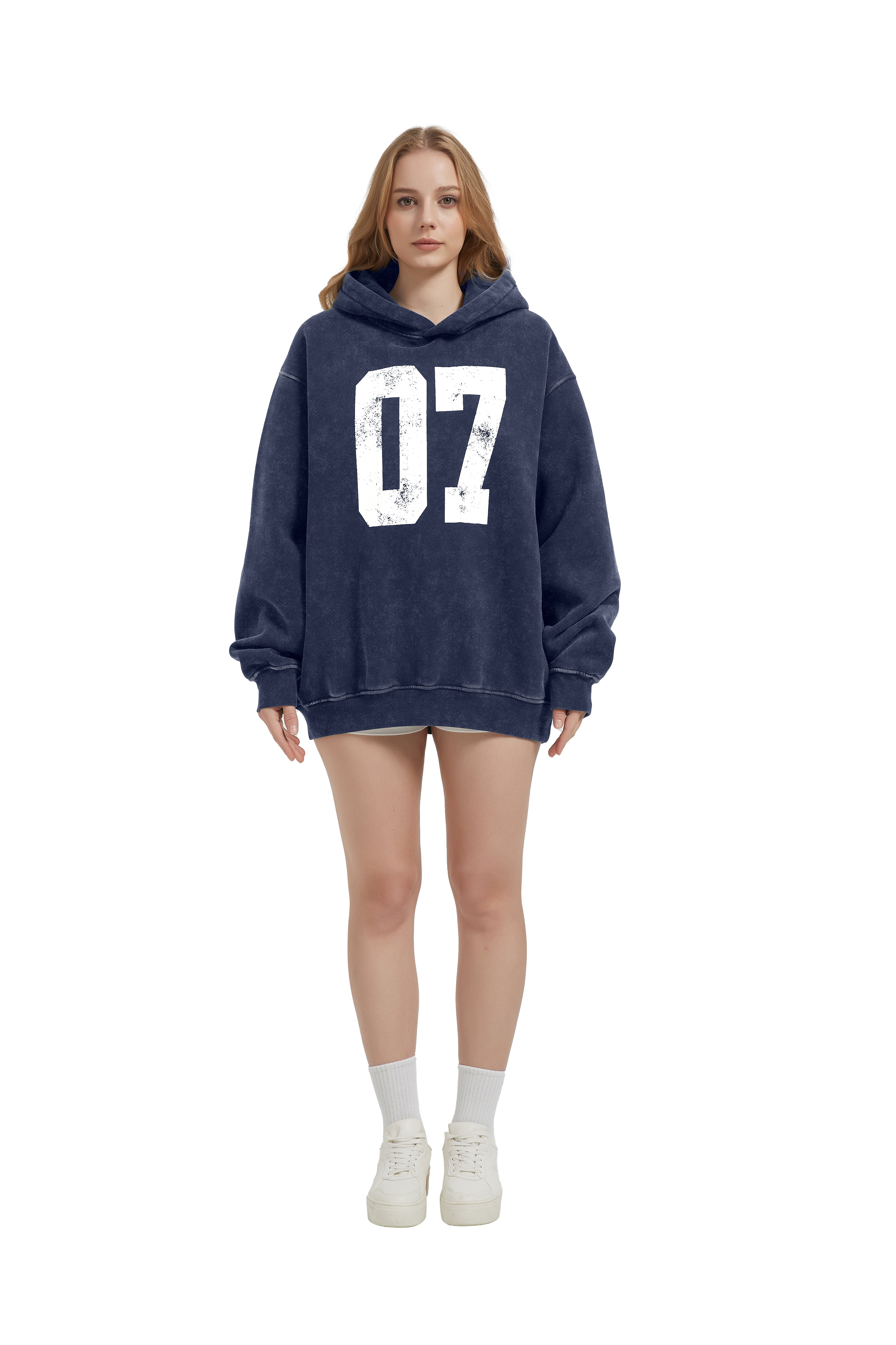 FAIABLE Acid Washed Vintage Print Number Cute Long Sleeve Preppy Sweatshirts