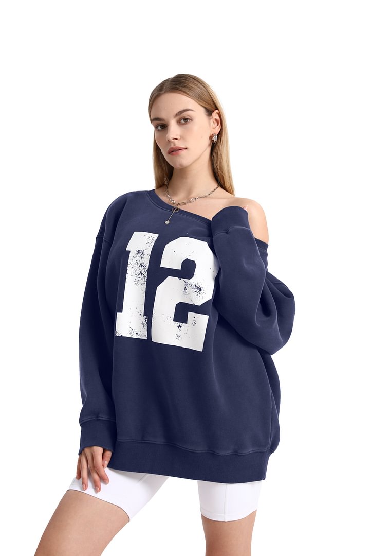 FAIABLE Women's Off-the-Shoulder Blouse with Printed Number Patterns