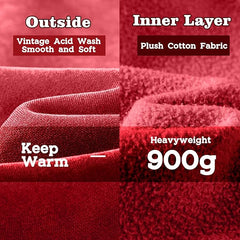 FAIABLE Mens Hoodies Pullover Oversized Hoodie Wash Plush Cotton Hooded Sweatshirt Vintage Heavyweight Hoodie Men Streetwear