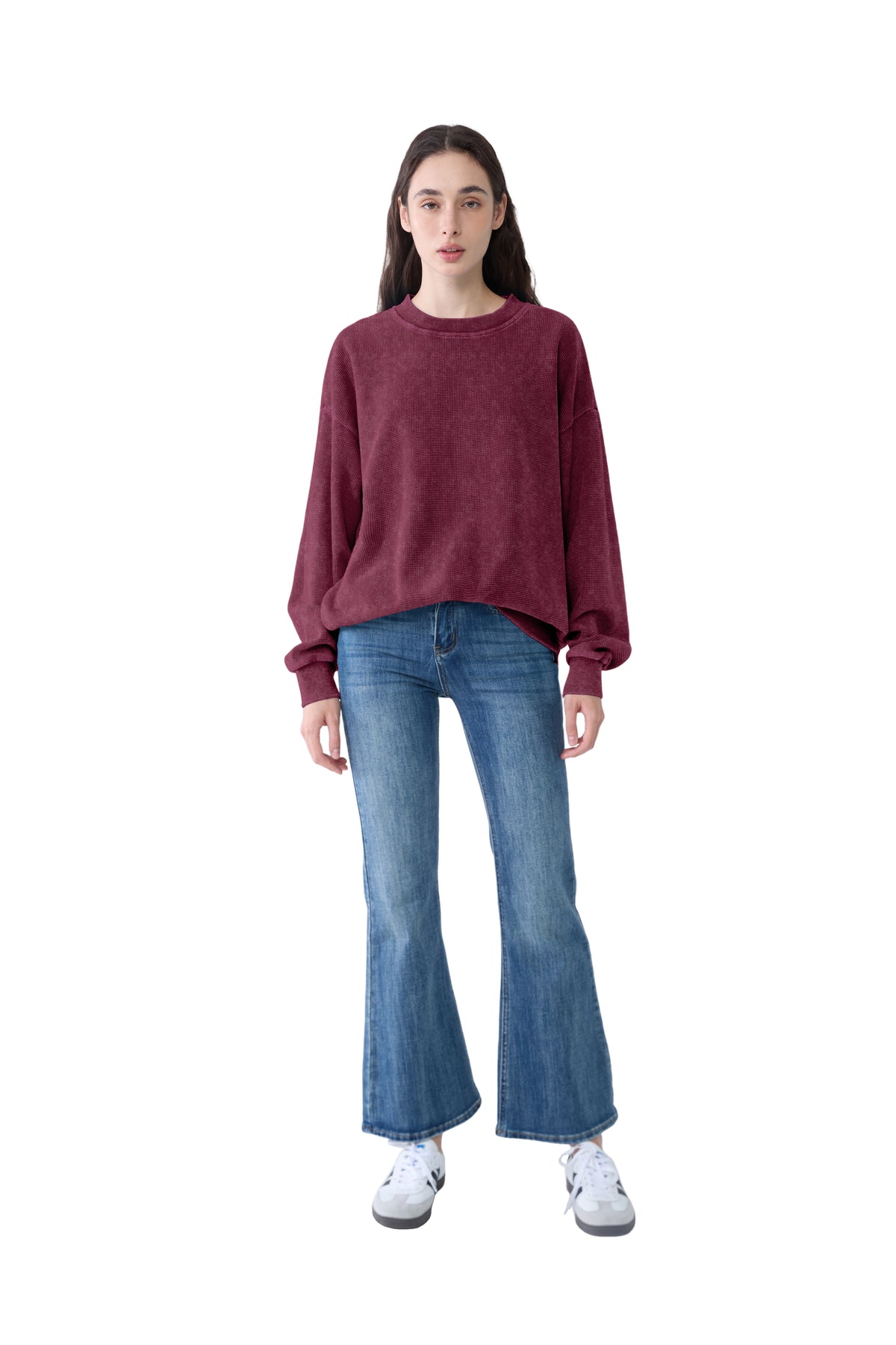 FAIABLE Sweatshirt for Women Oversized Waffle Crewneck Sweatshirts Unisex Fashion Pullover Hoodies Sweaters Outfits
