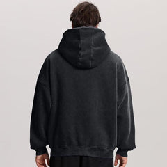 FAIABLE Mens Womens Double Zip Up Hoodie Oversized Acid Wash Heavyweight Fleece Cotton Zipper Hoodie Vintage