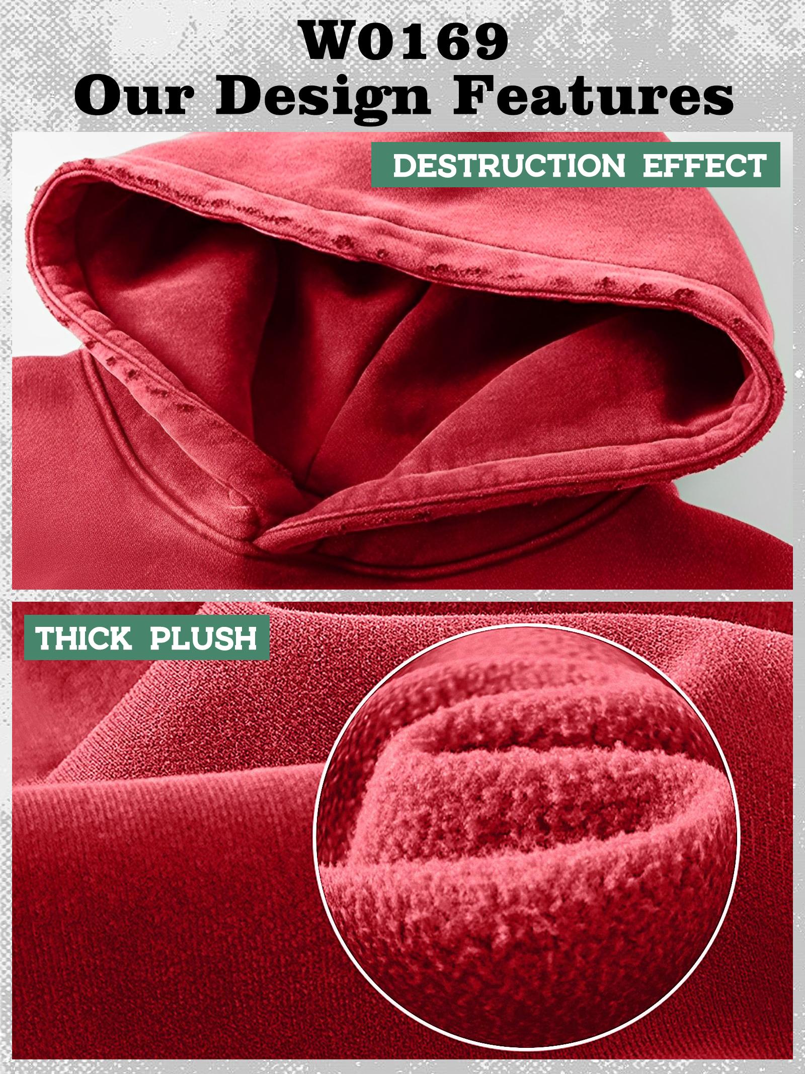 FAIABLE Unisex Hoodies Pullover Oversized Hoodie Plush Fleece Hooded Sweatshirt Vintage Heavyweight Hoodie Cotton Big and Tall Hoodies for Men Couples Workout College Streetwear Sweaters Tops