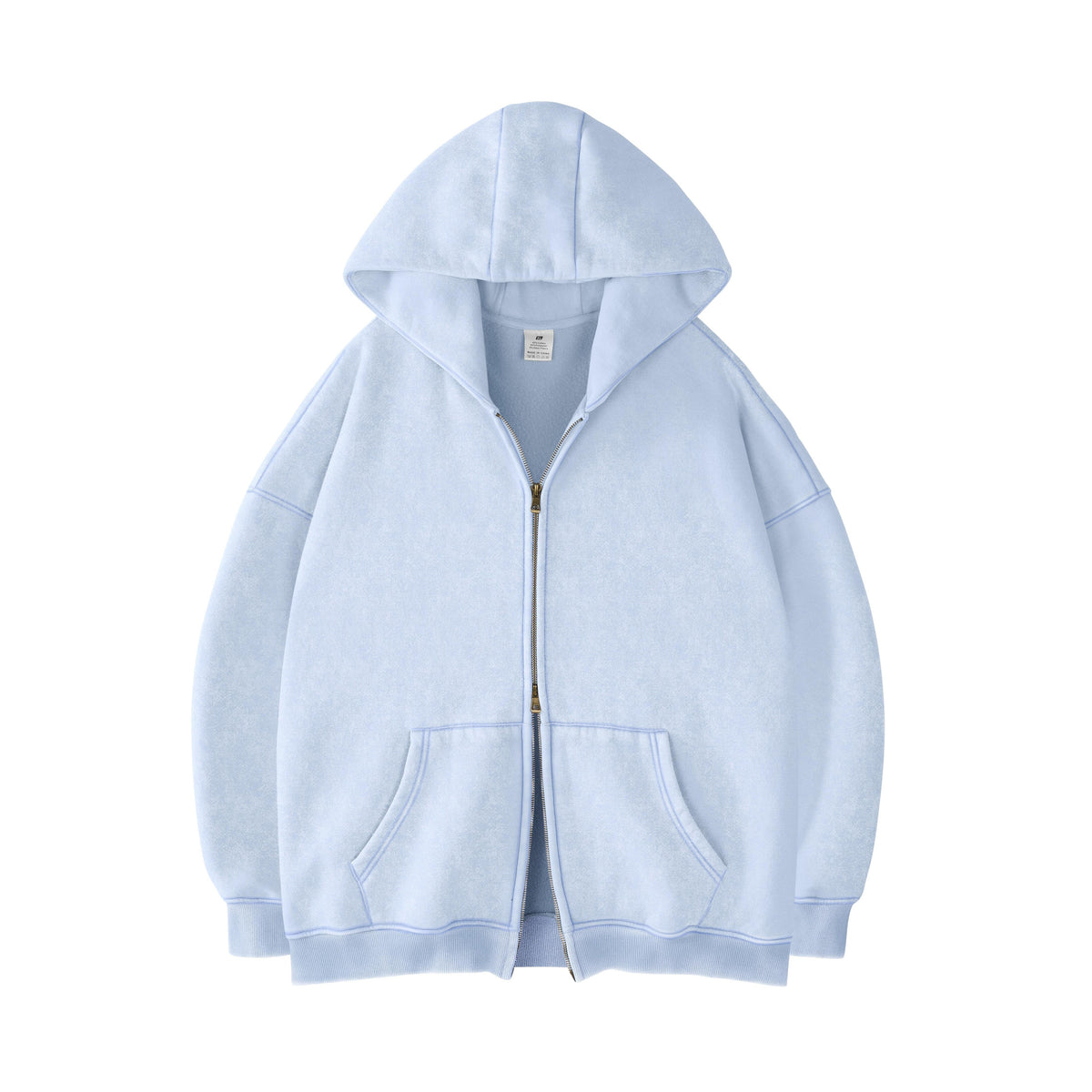 FAIABLE Mens Womens Double Zip Up Hoodie Oversized Acid Wash Heavyweight Fleece Cotton Zipper Hoodie Vintage