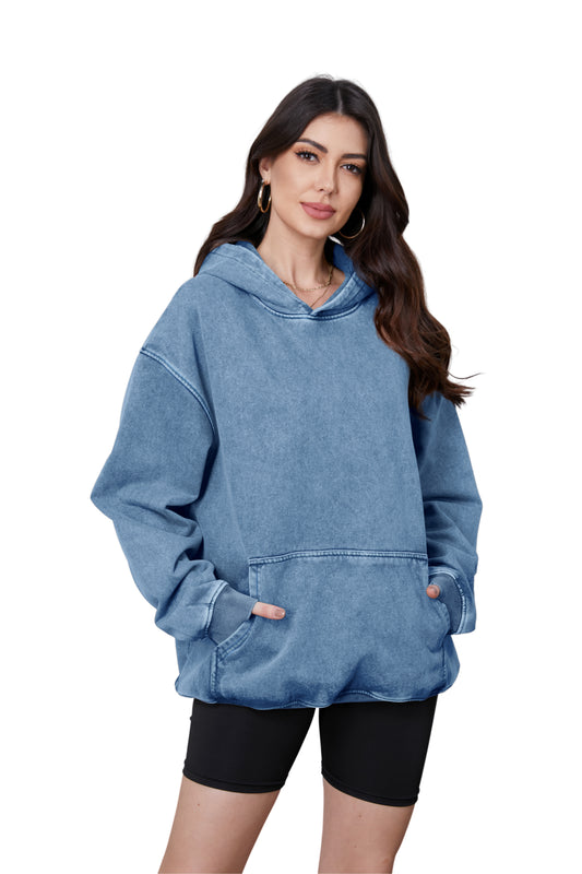 FAIABLE Unisex Oversized Hoodie Cool Pullover Hoodies Vintage Wash Plush Heavyweight